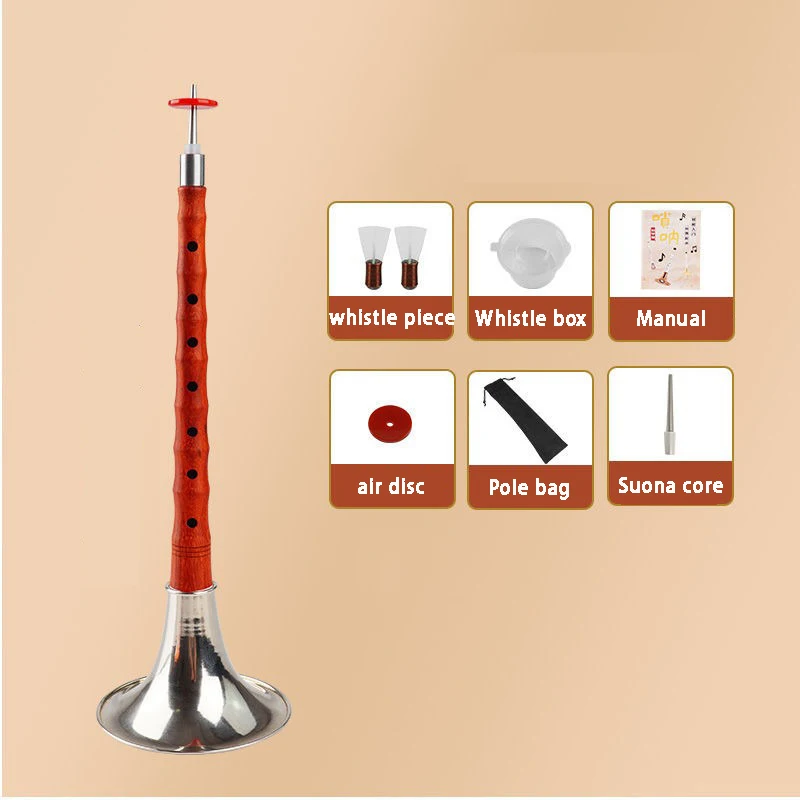 Beginner Suona D Tone Professional Suona Mahogany Adults Practice Chinese Traditional Folk Horn Portable Wind Instrument Set