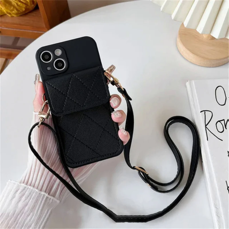 

Crossbody For iPhone16pro strap wallet pickup case suitable for iPhone 15 14 Pro Max 11 12 13 XS X XR 8 7 Plus soft TPU case