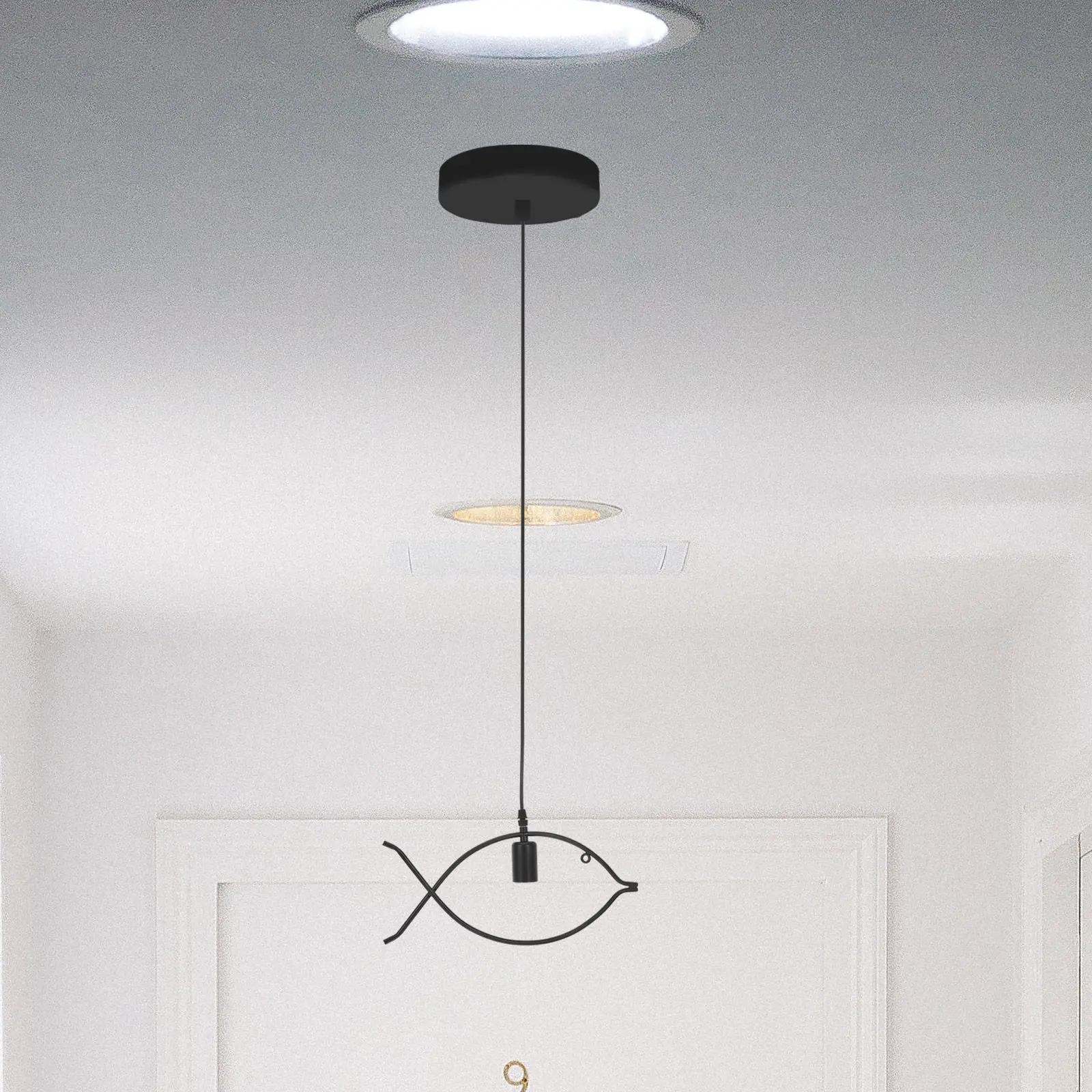 

Подвесной светильник в форме рыбы из кованого железа премиум-класса, элегантный и простой дизайн, декоративный потолочный светильник для гостиной