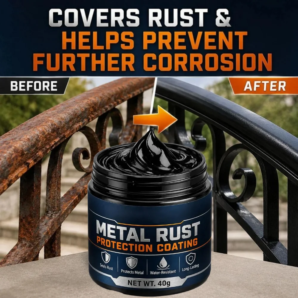 Black Metal Rust Repair Paste Anti-Corrosion Coating 40g,Rust Sealant for Iron Railings Screws Hardware Tools & Metal Surfaces