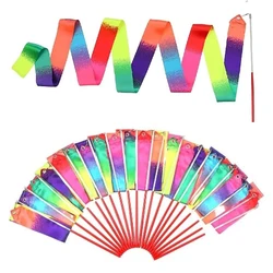 1/10/20PCS 2M Colorful Gym Dance Ribbons Dancing Wands Rhythmic Gymnastics Equipment Stick Ballet Streamer Twirling Rod for Kids