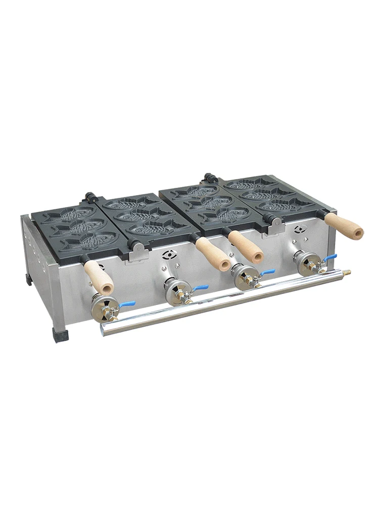 صانع تاياكي من نوع الغاز 6 قطع/آلة وافل السمك/شواية كعكة السمك