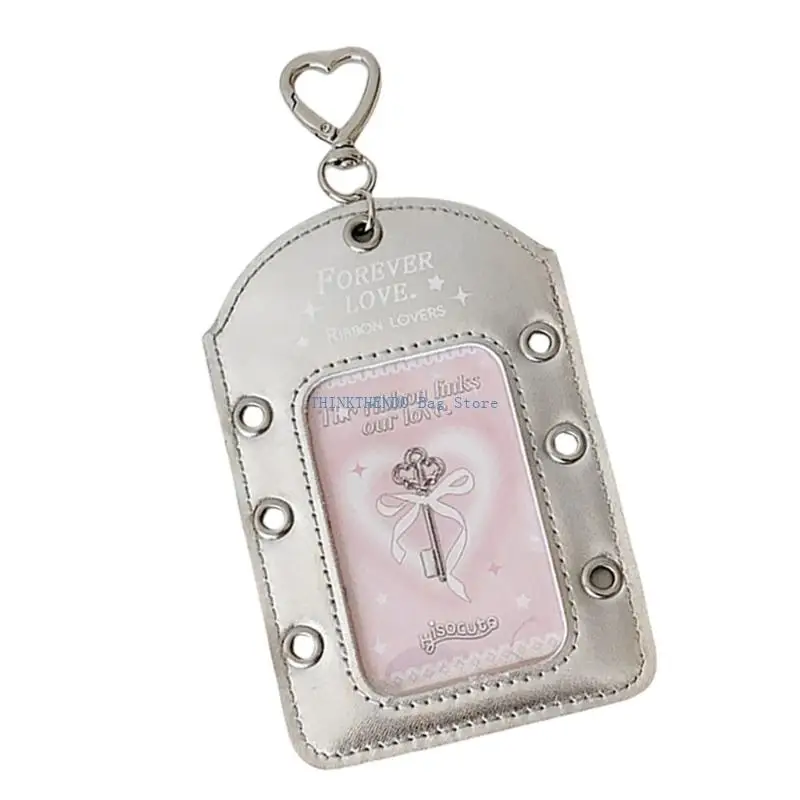 340D Pu Leather Photocard Holder,3Inch Credit Card Sleeve Pendant Keychain Badge Holder for Student Card Cards Card