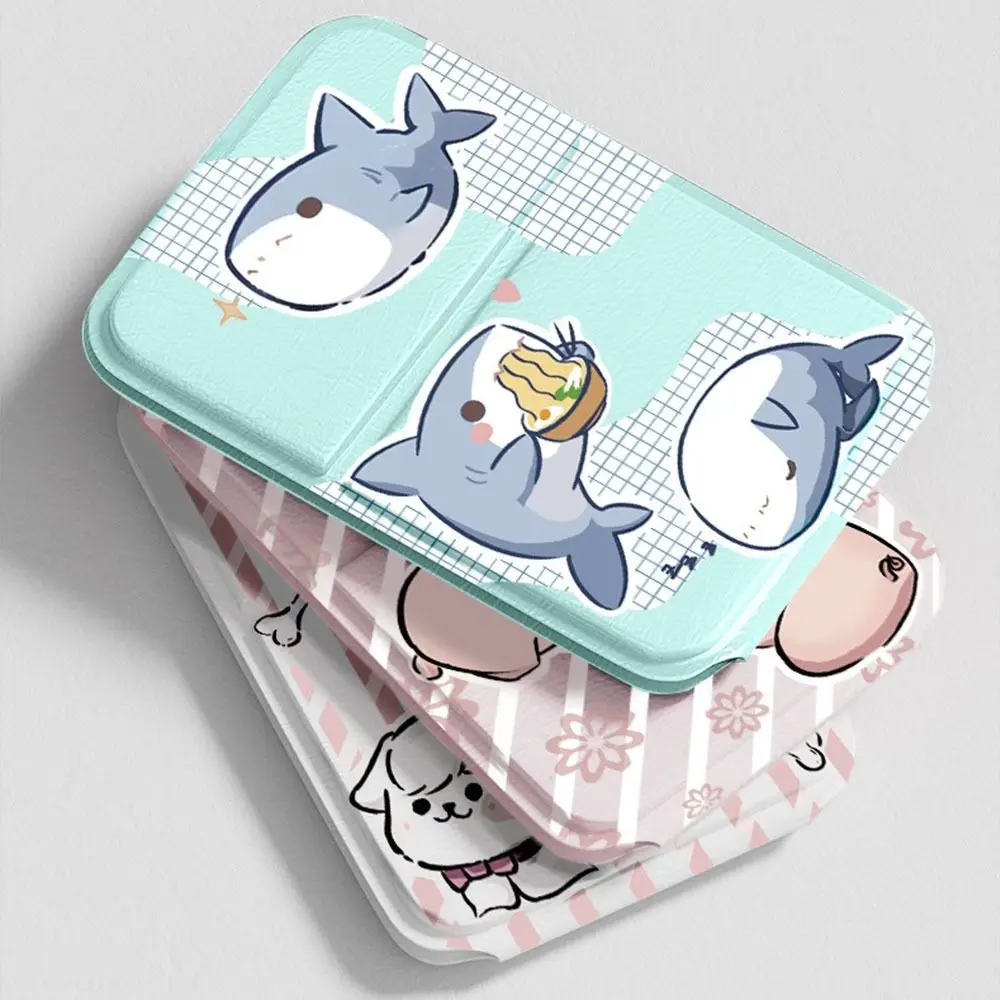 Portable Cartoon Animals Makeup Mirror Foldable High Definition Pocket Mirrors PU Leather Small Mirror