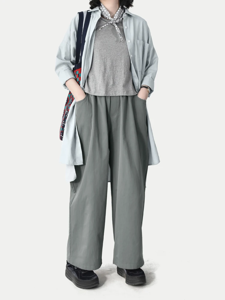 

Синие двухцветные брюки с широкими штанинами и эластичным поясом, свободного кроя, повседневные, универсальные, для весны и осени