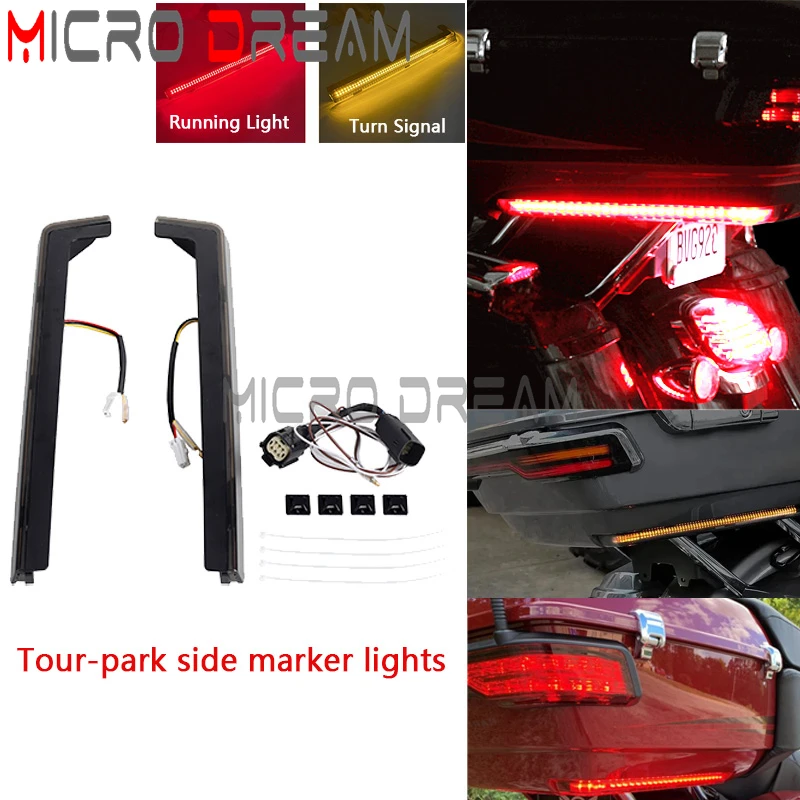 

1 Pair Tour-park Side Marker Lights Amber Turn Signal Light Red Running lights For Harley Touring and Trike Models 2006-later