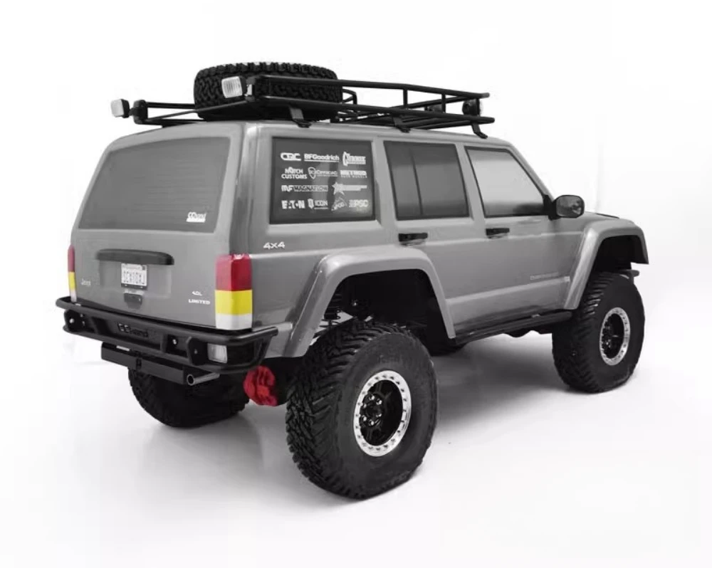 Scale 1/10 Steel Rear Bumper and Exhaust + Tank + Lights sets for Axial SCX10 ii 90046/90047 XJ Cherokee RC Car 1 10