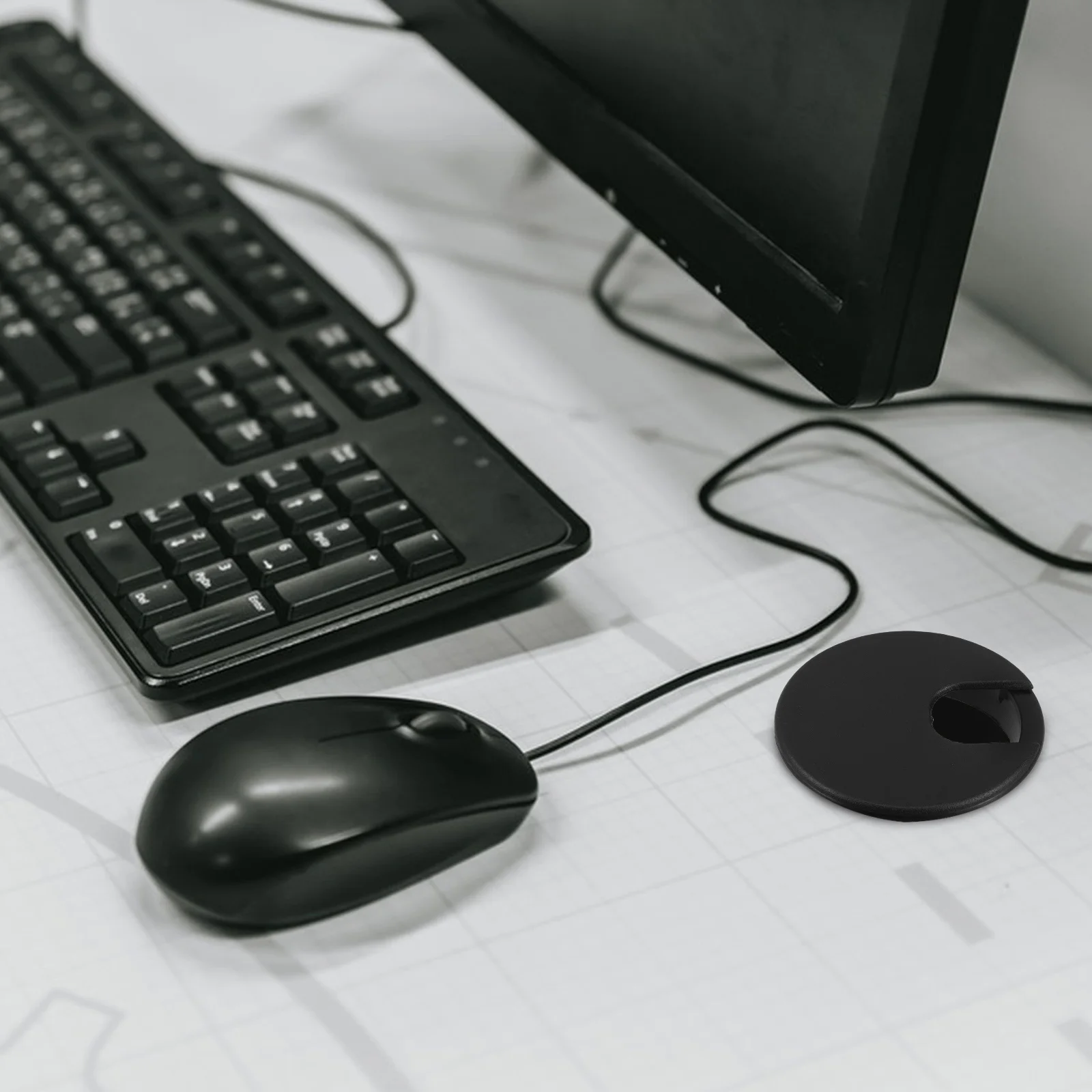 

Plastic Desk Hole Cover U Shape Cable Cord Hole Cover for Computer Desk Table Cable Management Wire Organizer Plastic Grommets