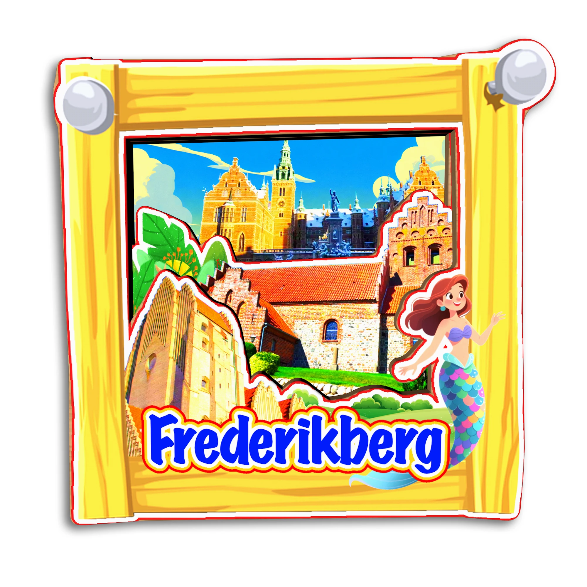 Imán para Refrigerador de Frederiksberg, Randers, Vejle, Kolding, Hillerod, Dinamarca, Recuerdo de Viaje, Regalo, Decoración Hecha a Mano para Refrigerador