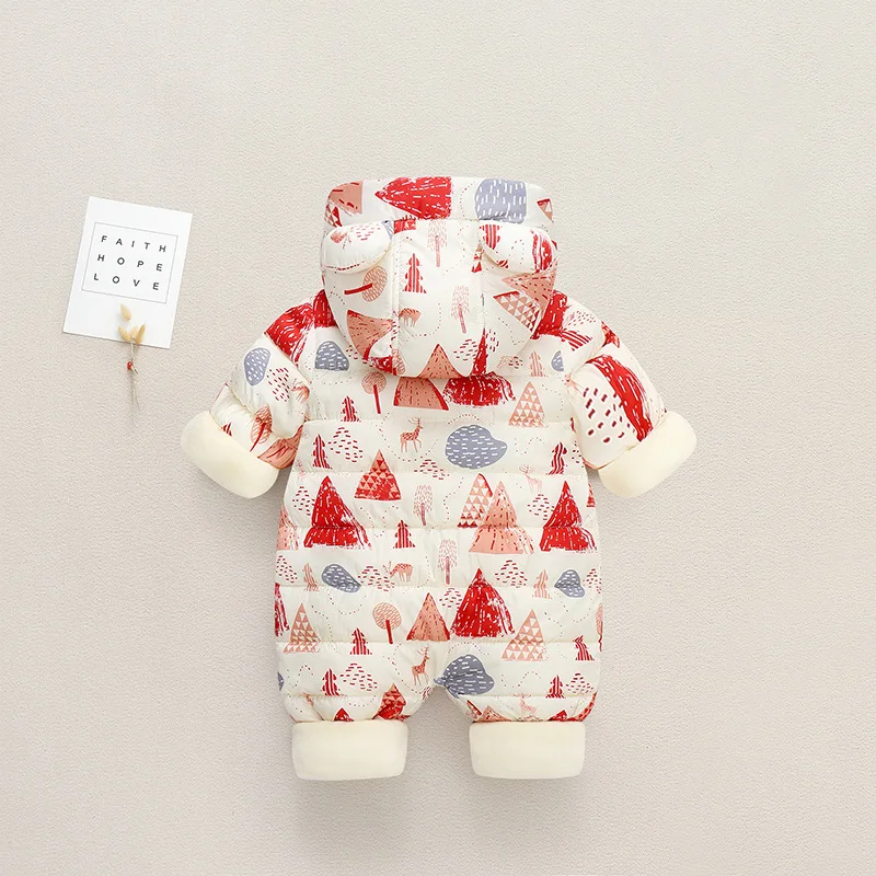 RAISE Autumn Winter Baby Jumpsuit Panda Printed Hooded Velvet Warm Baby Boy Snowsuit Newborn Todder Girl Overalls Infant Rompers