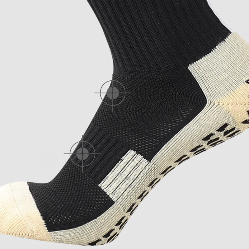 Mens Anti Slip Grips Football Soccer Socks Non Skid Over the Calf Baseball Rugby Thick Cushion Athletic Socks White Black Blue