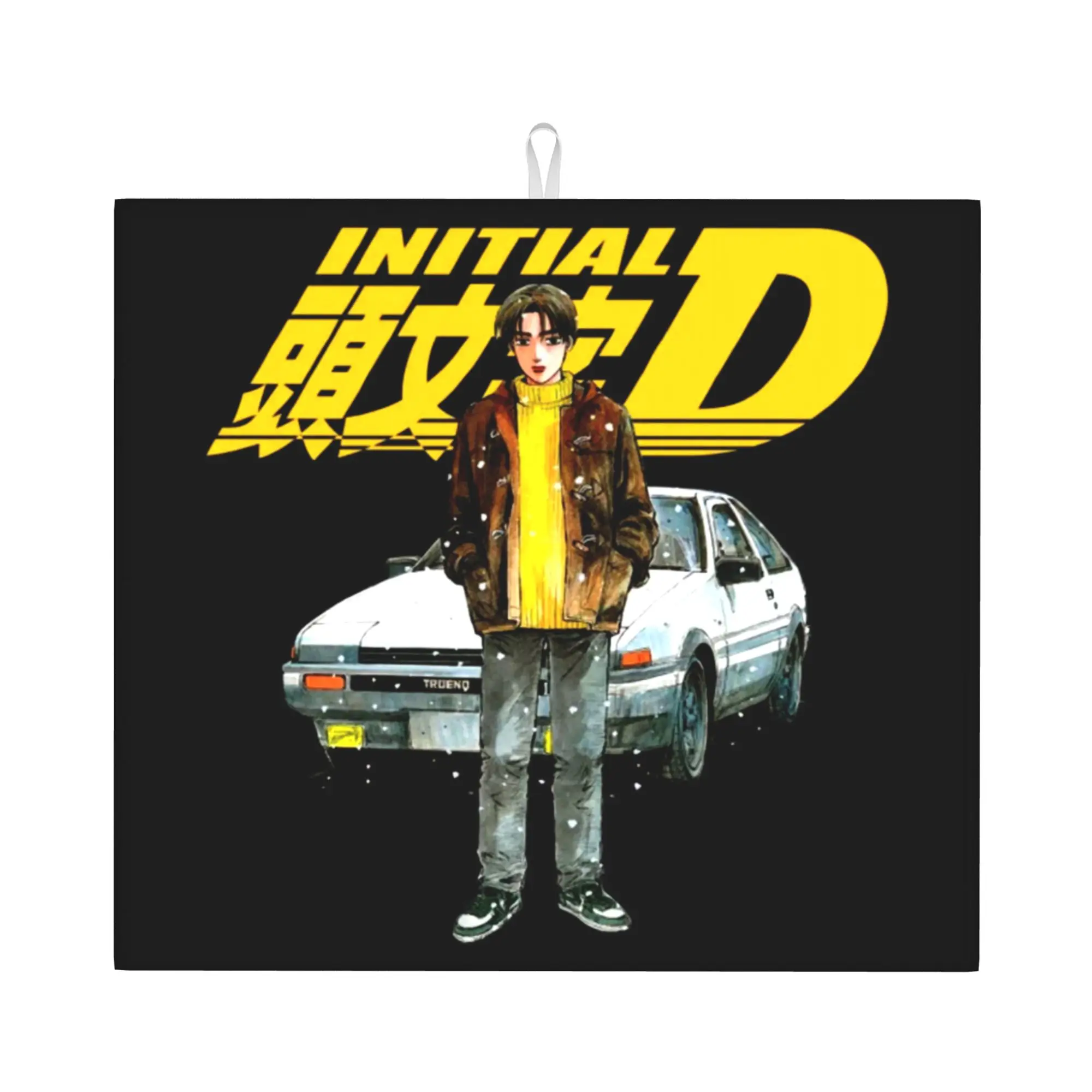 Drying Mat For Kitchen Anime Initial D Mountain Drift Racing Barware Tableware Oil Proof Washable Kitchen Sink Drying Pad