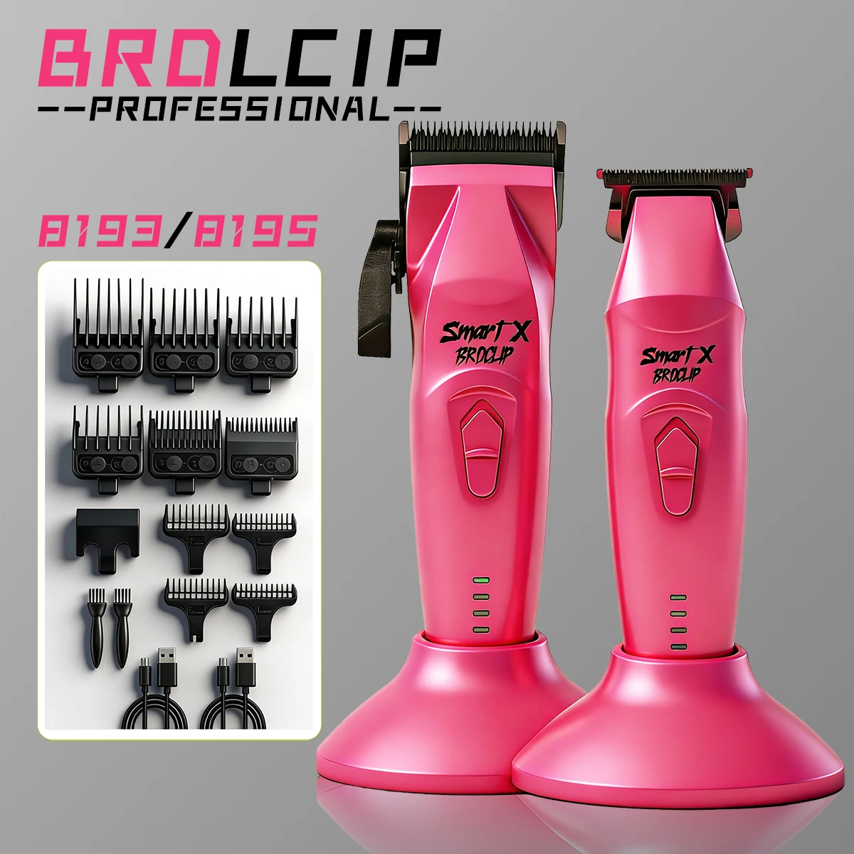 BRD 8193-8195 Professional Hair Clipper 7200RPM Brushless Motor DLC FADE Blade with Base 7000RPM DC Motor Electric Trimmer