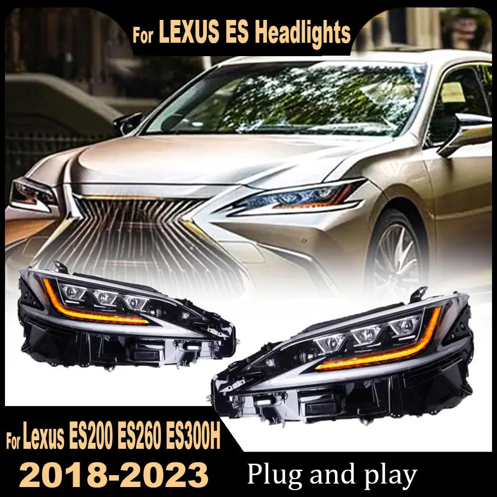 Car Headlights Suitable for Lexus ES 2018-2023 ES200 ES260 ES300H Headlight Assembly Modified LED Three-eye Matrix Headlight