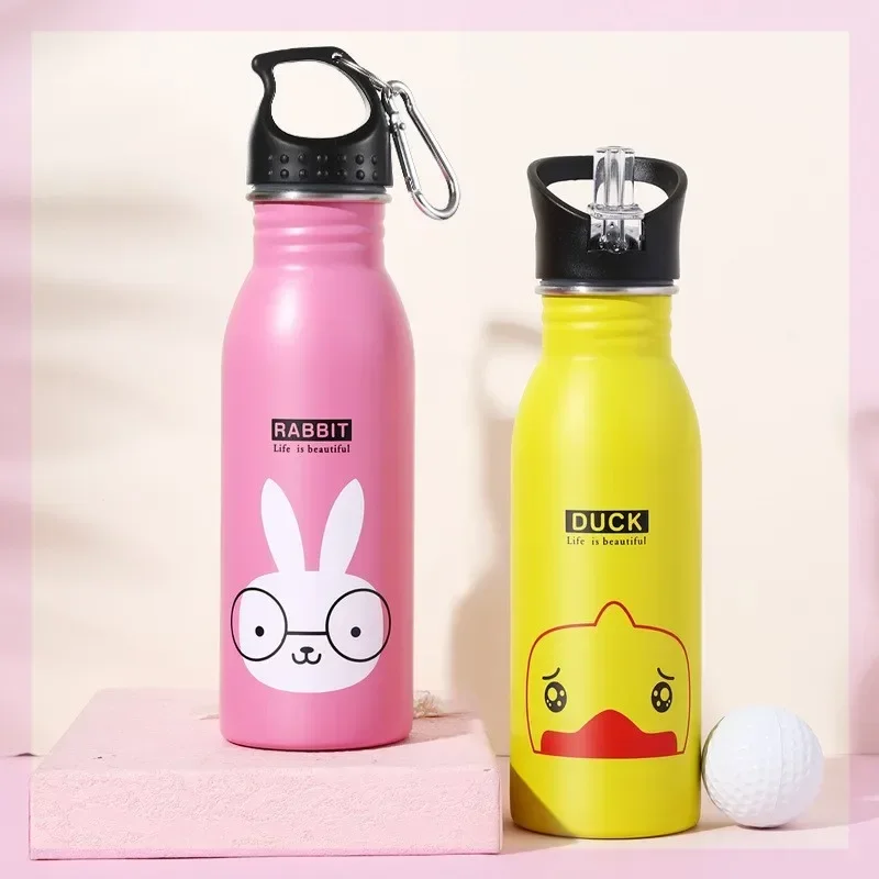 Stainless Steel Portable Cycling Camping Bottle Kettle Water Bottles for Kids Kawaii Drinkware Sport Bottle Cold Water Bottle