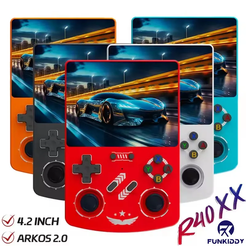 

FUNKIDDY R40XX Retro Game Console Handheld Open Source ArkOS 4.2" IPS Screen 4000mAh Portable Pocket Video Game Player Kids Gift