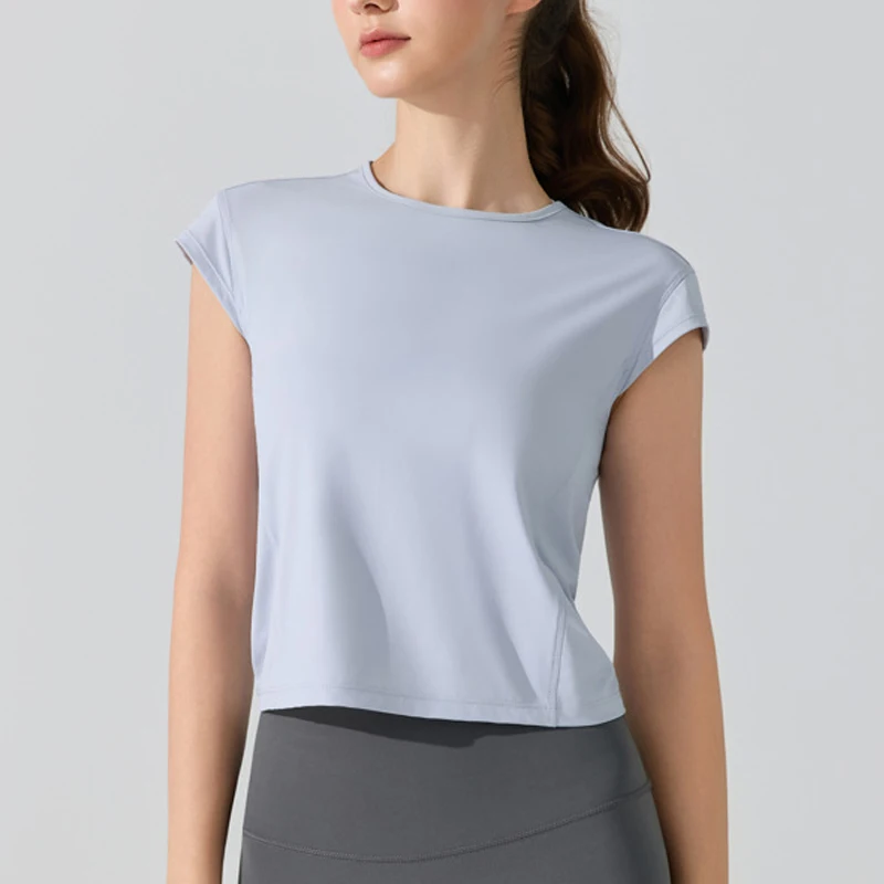 المرأة قصيرة الأكمام اليوغا تي شيرت الصيف UPF50 + في الهواء الطلق تشغيل أعلى تنفس سريعة الجافة تجريب قميص الإناث ملابس رياضية للصالة الرياضية