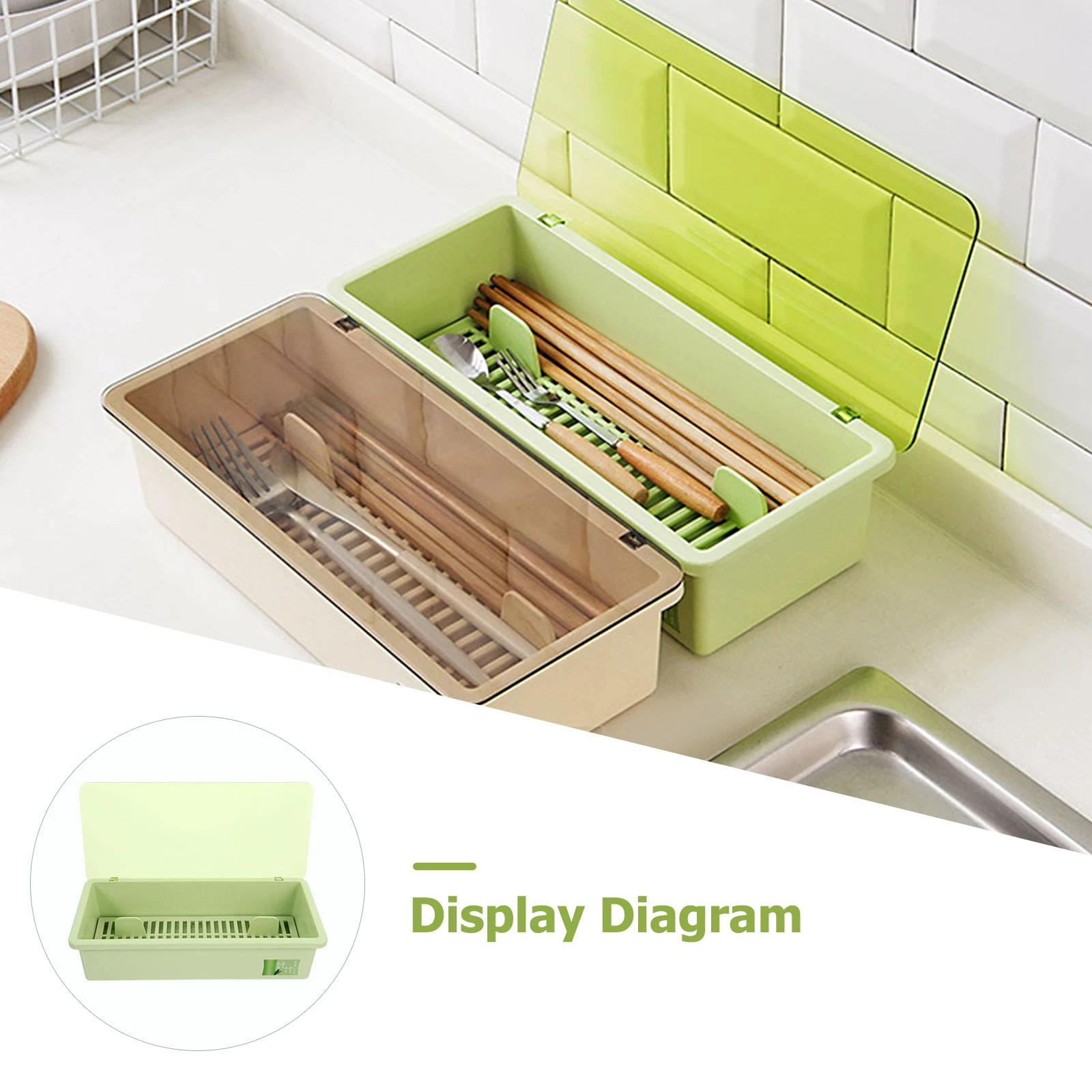

Chopsticks Drain Box Kitchen Holder with Lid Multifunctional Sink Storage Rack Chopsticks Spoon Organizer Tableware Rack