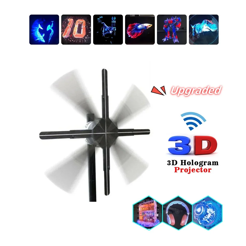 

Upgraded Naked Eye 3D Holographic Advertising Machine Fan Screen Support Lmage Video Store Bar Party Advertising Display