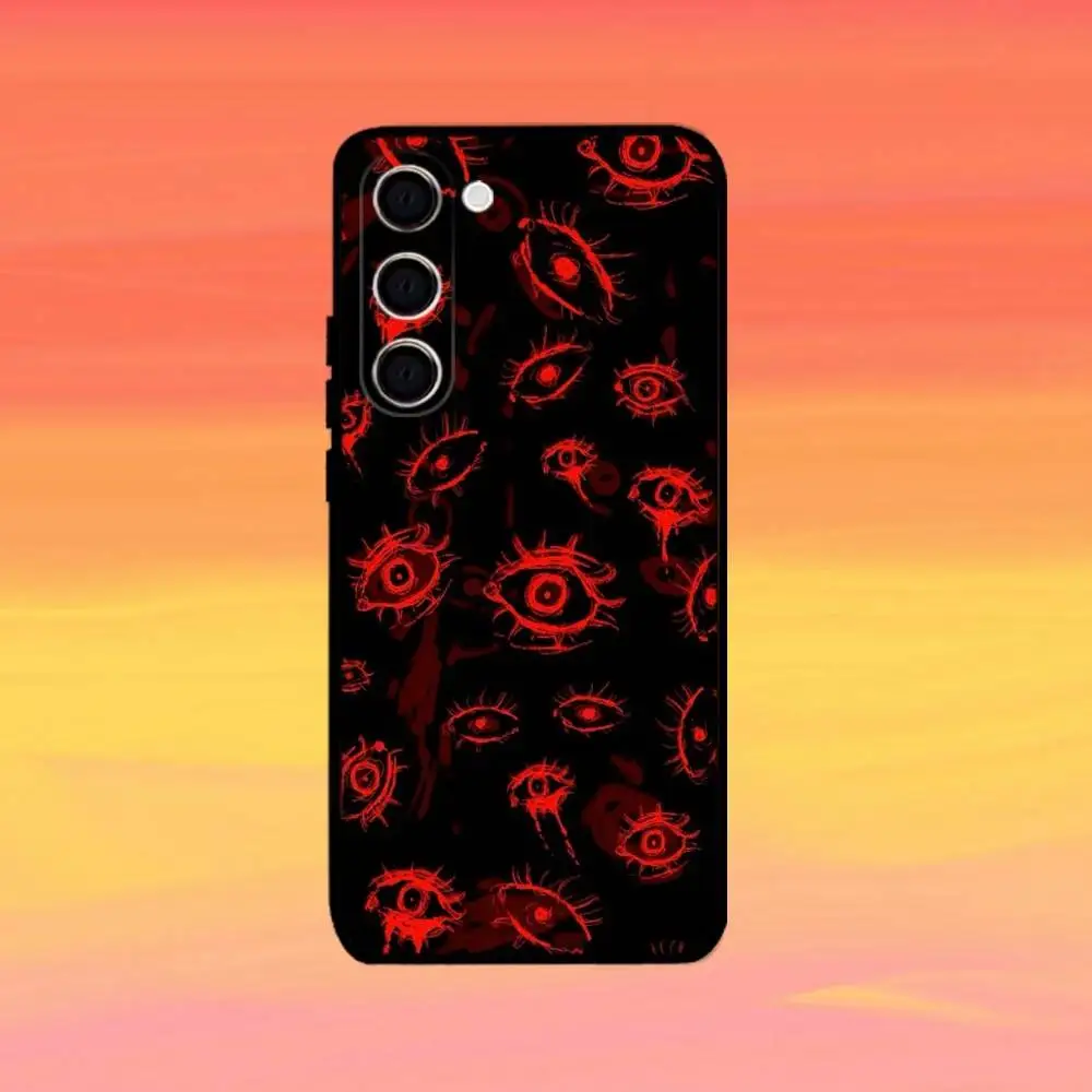 Horror anime arte-olhos capa de telefone para samsung galaxy a73, a72, a71, a70, a53, a52, a51, outras capas pretas macias