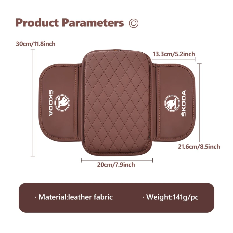 For Skoda Universal Car Center Console Protector Cover Armrest Box Cushion Arm Rest Mat Rapid Octavia Derivative Enyaq-iV view 6