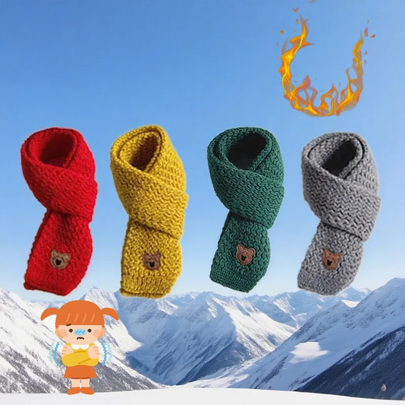

Cute Christmas Baby Scarf Winter Warm Soft Knitted Neck Wrap Korean Style Windproof Scarf for Kids Boys and Girls Gift