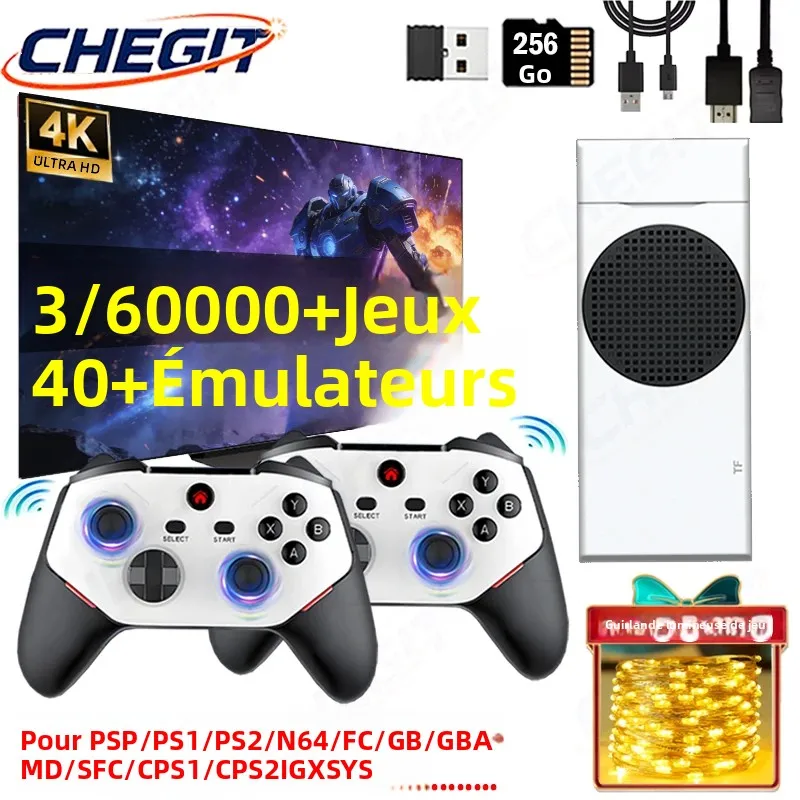 M88 256GB intégré 3/50000 + Console de jeux rétro avec manettes sans fil 4K 3D TV Game Stick 40 + émulateur pour PSP/N64/PS2