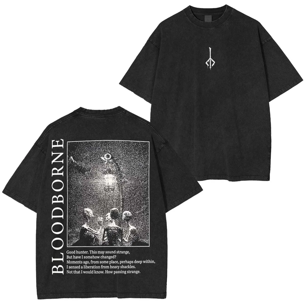 Bloodborne Ludwig The Accursed Holy Blade Grim T-shirt Hunter and Lamp Messengers Oversize Washed Streetwear Female Male T-shirt