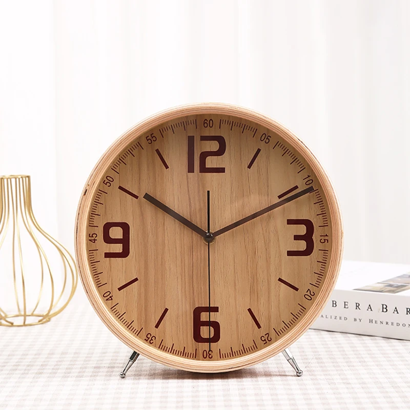 8inch Simple High Quality Wooden Clock Nordic Style Modern Fashion Classical Timepiece Creative Energy Saving Living Room Decora