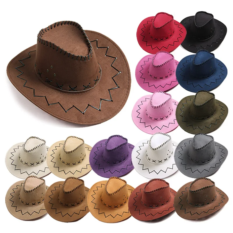 Chapeau de cowboy occidental vintage pour hommes et femmes, casquettes de cow-girl à large bord, Everche Church Sombrero Zones bre, vacances pour enfants, gentleman Lady Jazz, nouveau