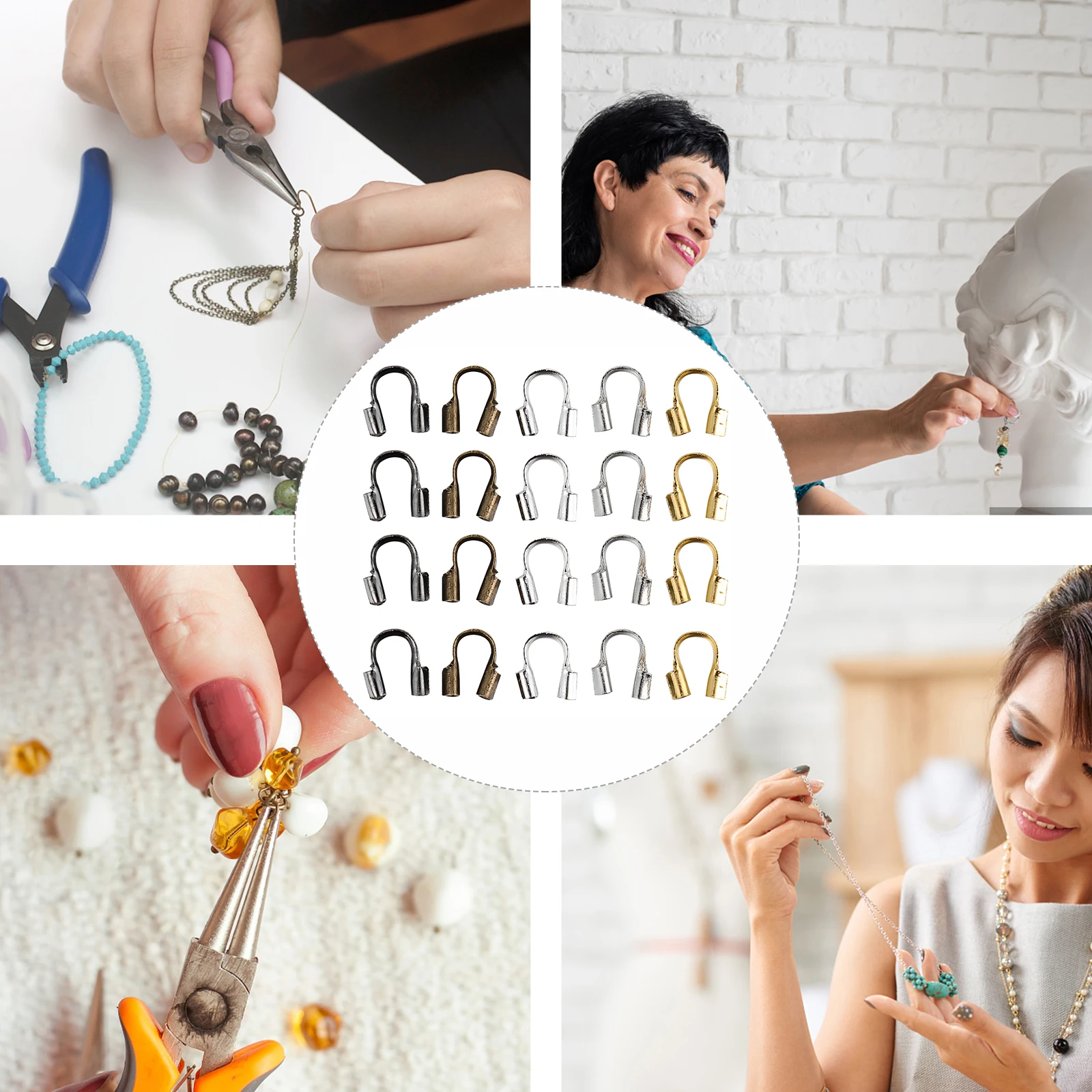 

500 Pcs Connector U-shaped Tail Buckle Jewelry Wire Making Alloy Bracelet Connectors