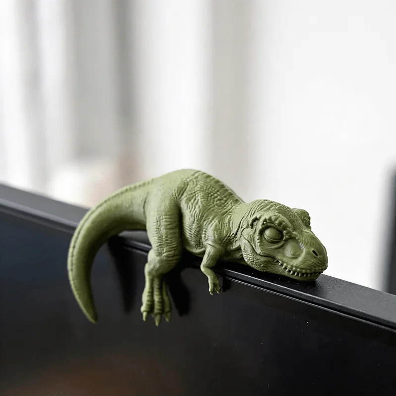 Cute Sleeping T-Rex Monitor Topper, 3D Printed Lazy Dinosaur Figurine, Funny Jurassic Dino Decor for Desk, Shelf & Monitor view 6