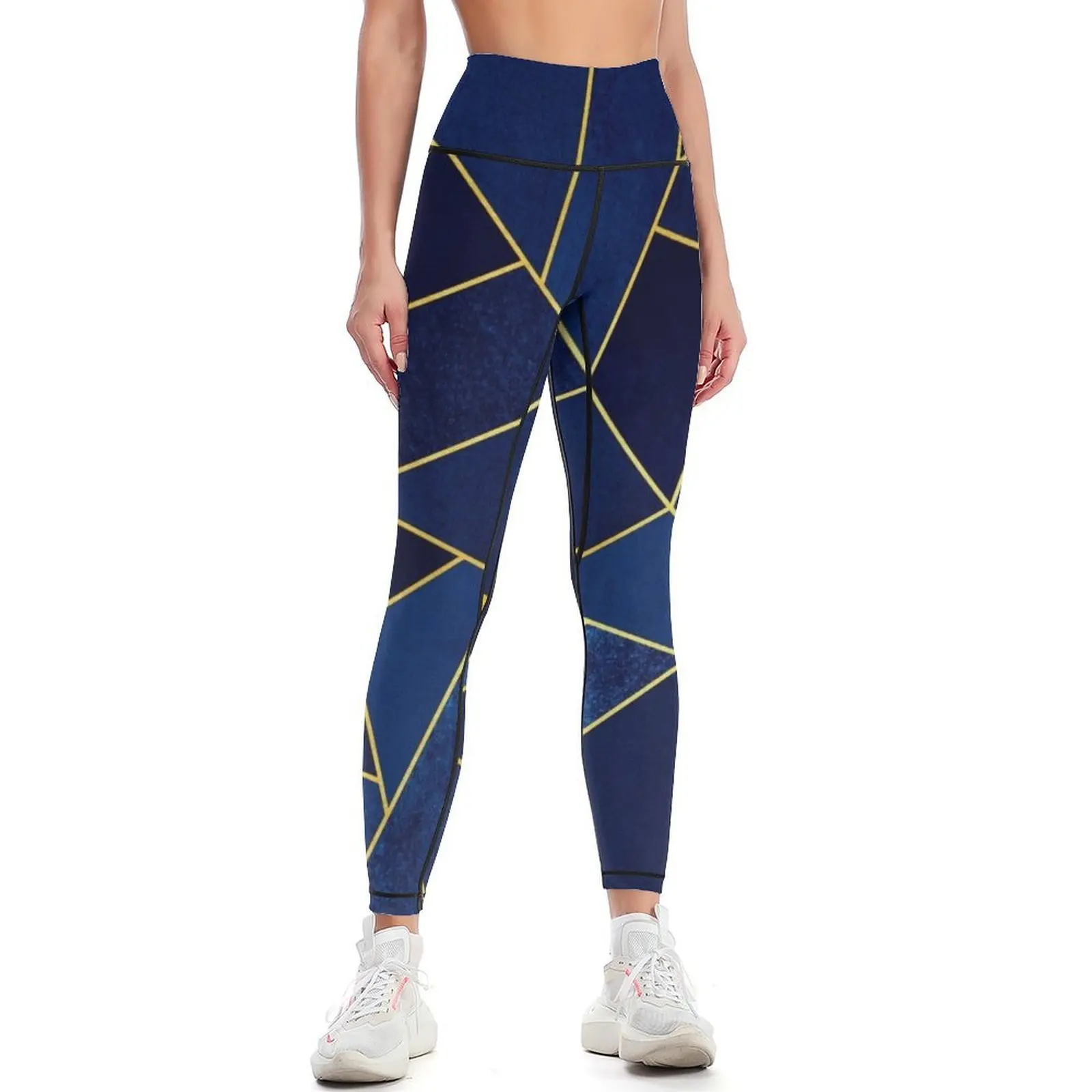 

Blue Stone / Yellow Lines Leggings harem pants sporty woman push up Women's push up gym wear Womens Leggings