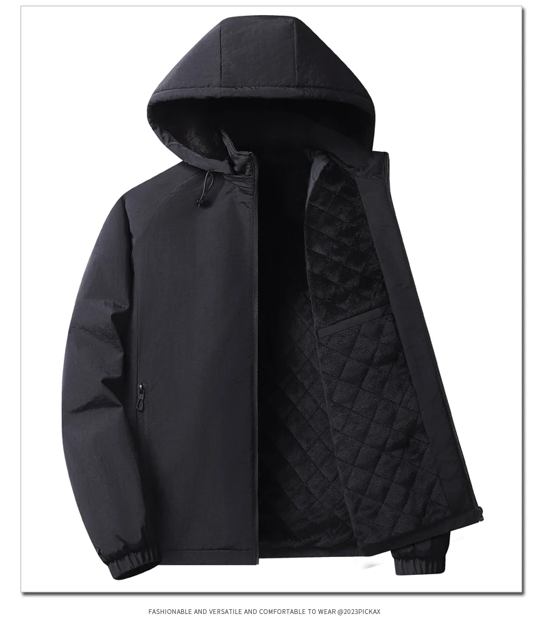 

Men Warm Parka Fleece Hooded Thermal Male Windproof Warm Casual Hooded Jacket Coat Winter Mens Thick Detachable Hat Fleece Parka