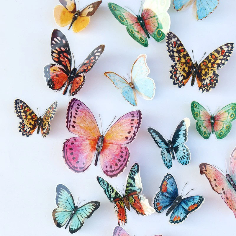

72Pcs Lifelike Butterfly Decorations Set Watercolor Wings for Wedding Party Photo Booth Props Home Room Decor Bridal Wreath Diy