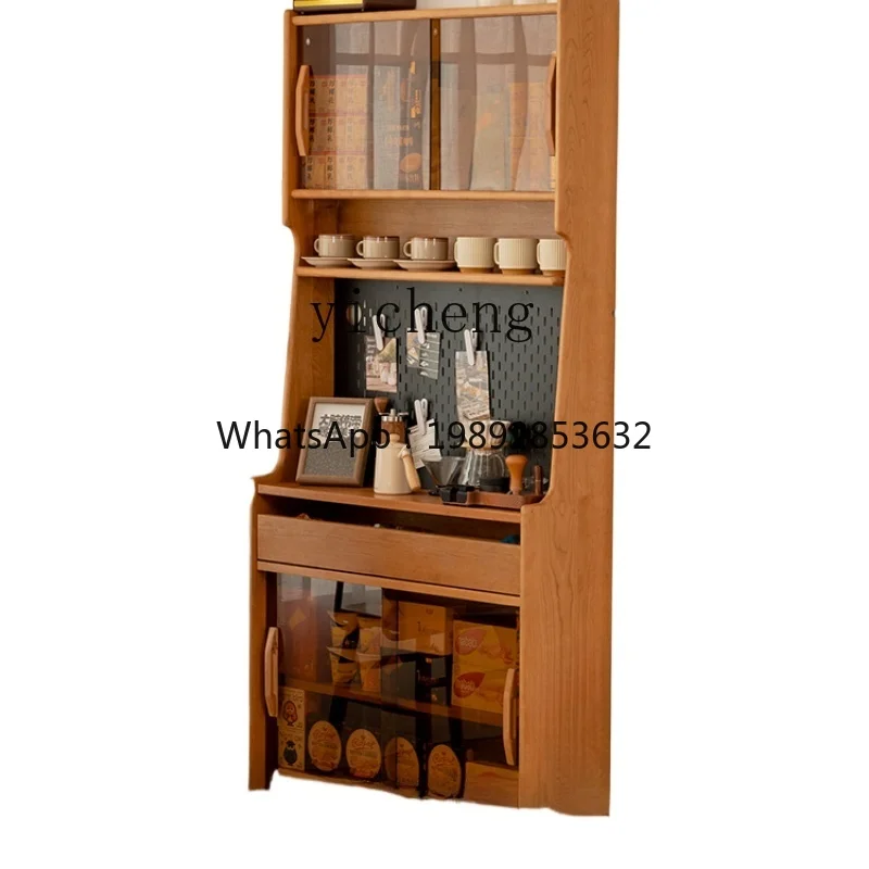 Ultra-Thin Solid Wood Sideboard Wall Wine Cabinet Household Small Apartment Narrow Side Locker