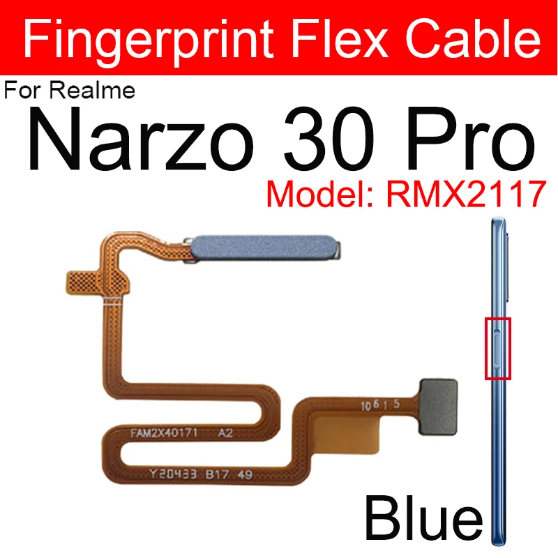 Power Fingerprint Sensor Flex Cable For OPPO Realme Narzo 10 20 30 Pro 4G 5G Power Home Button Unlock Touching Fingerpoint Parts