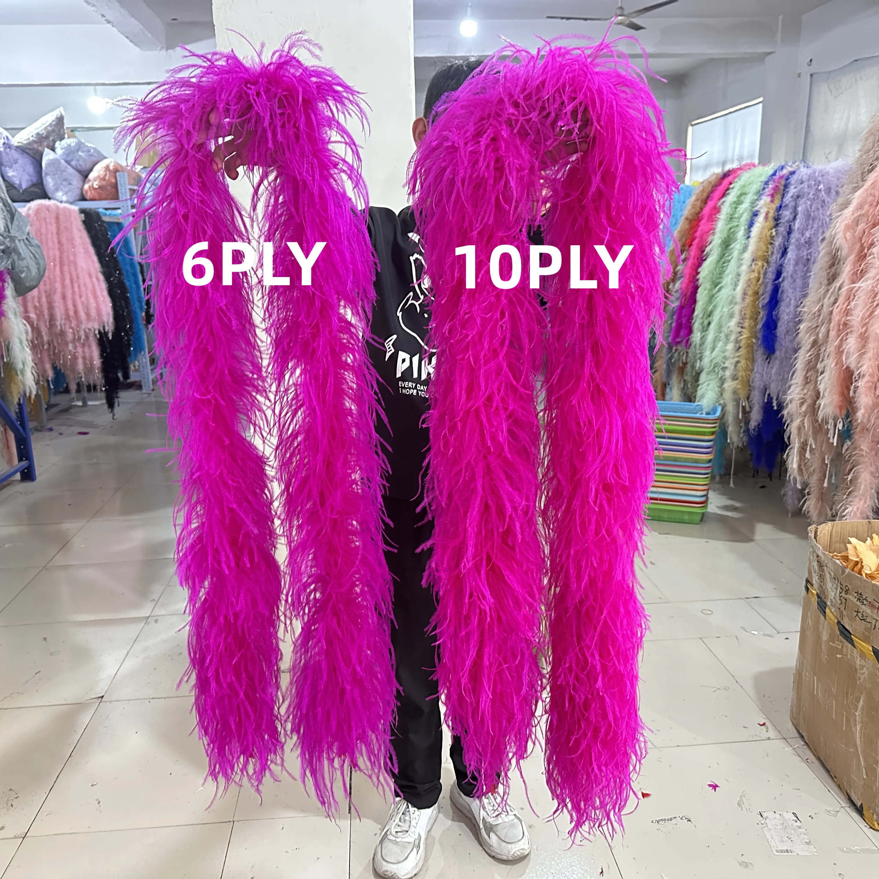 2M Rose Ostrich Feathers Boa Decoration for Party Wedding Dress Shawl Clothes Sewing Accessories Crafts Plume 1 3 6 10 20 PLY