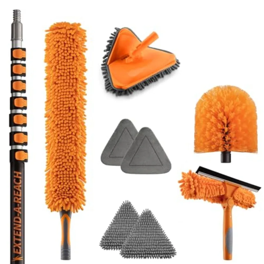 

Набор для уборки высоких поверхностей длиной 36 футов с удлинительной штангой 5-30 футов для уборки высоких потолков, мытья окон, чистки плинтусов и стен