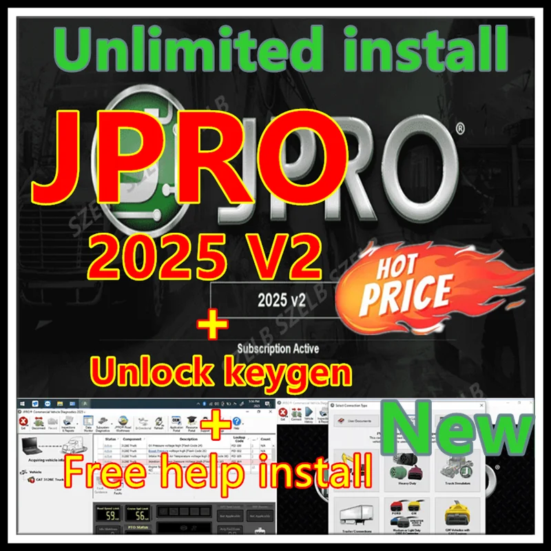 Newest 2025 JPRO Commercial Fleet Diagnostics JPRO 2025 V2 / JPRO 2024 V2 / 2019 V2 + Unlocked Keygen + Unlimited Install