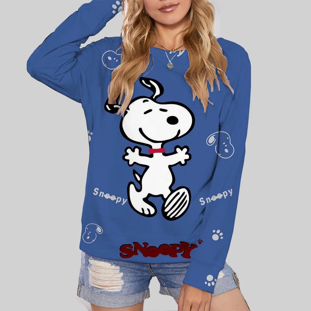 Snoopy Coffee Women\'s Hoodie Cartoon Print Harajuku Long Sleeve Cute Hoodie Casual Loose Sweatshirt Fashion Tops Clothing