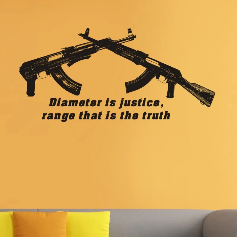 AKM Wall Sticker Rifle Decal Military Weapon Assault Soviet Union Army Vinyl Sticker House Murals For Room Decoration