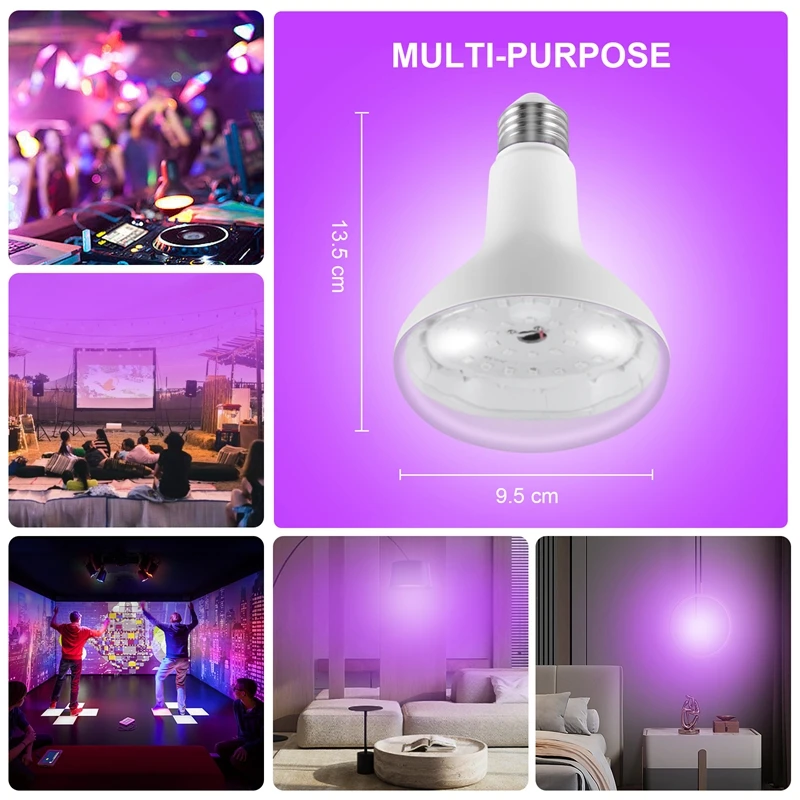 E26 15W Ultraviolet UV Lamp Black Light Bulb Fluorescent Detection Lamp 220V/110V Home DJ Party Decoration