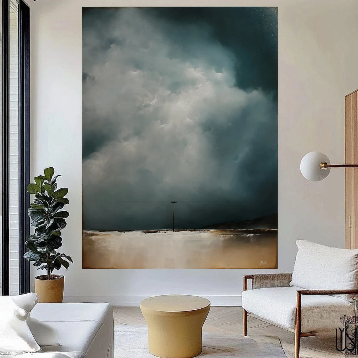 

Большой холст, текстурированная пейзажная живопись, настенный декор, небесный пейзаж, минималистичный настенный рисунок для гостиной, большой текстурированный холст, искусство