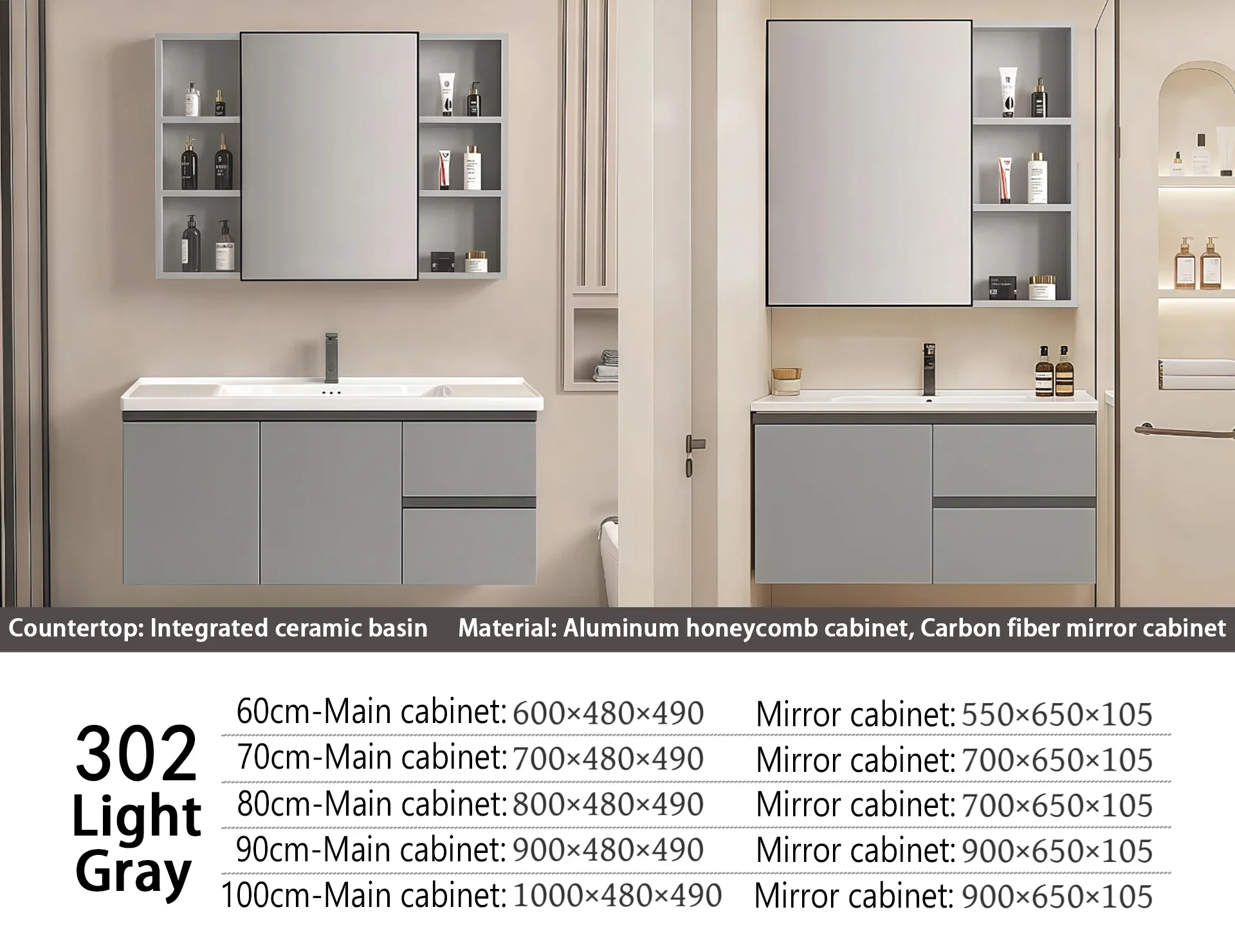 Low Price Luxury Modern Waterproof Floating Bathroom Vanity Mirror Cabinet Wall-Mounted Set Ceramic Basin Sinks Bedroom Diningpr