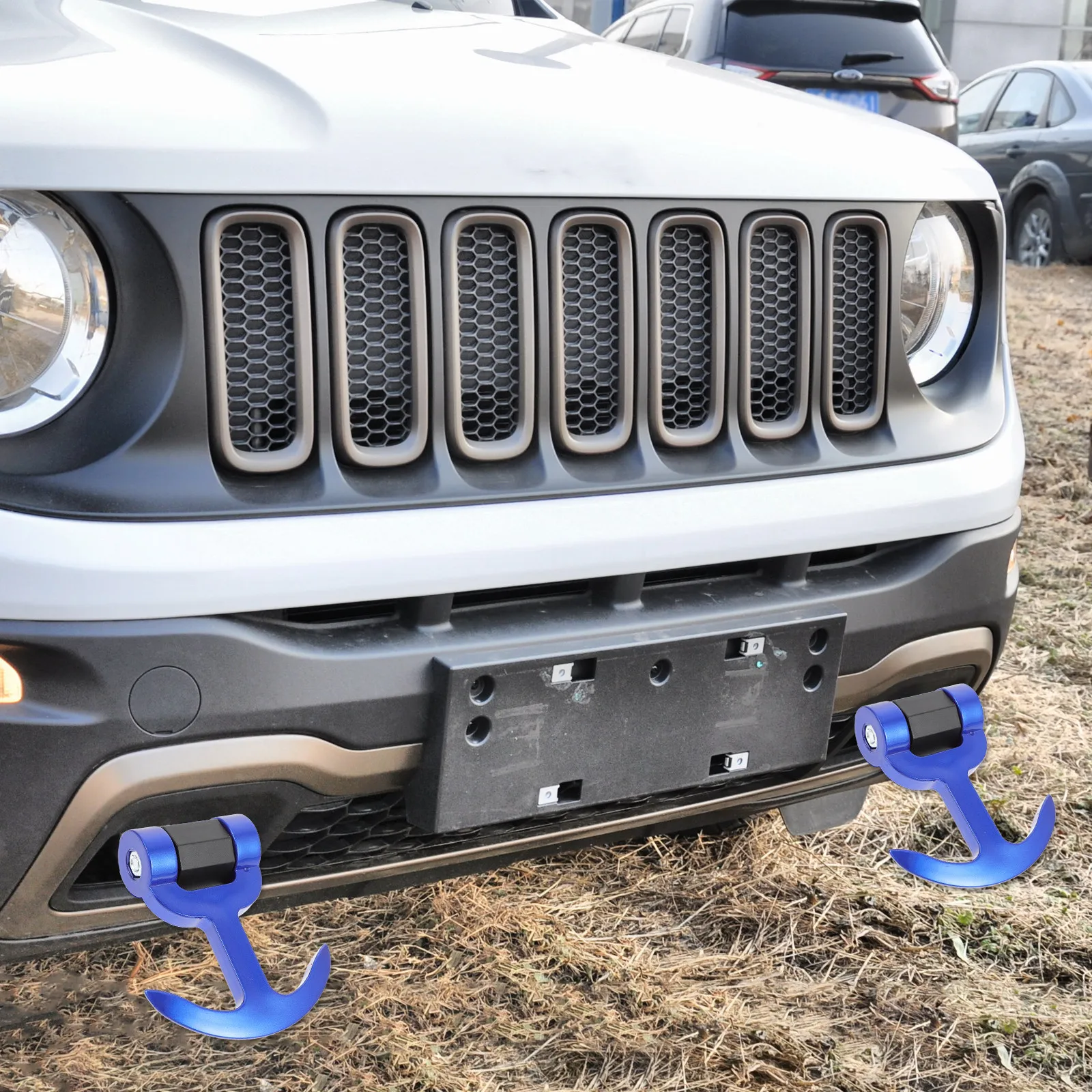 

1Pcs Tow Hook Carbon Fiber ABS Car Modified T-Type Trailer Hook Front Rear Universal Towing Accessory for Camper Rv Truck