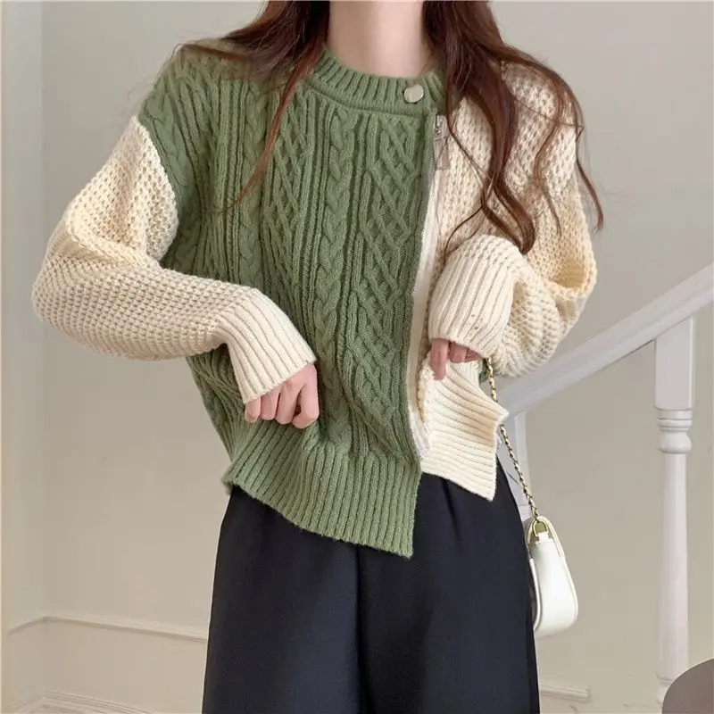 Irregular Sweater with for Women, Long Sleeve,Knitting Tops, O-neck,Knitwear, Ladies Trend, All-match, Autumn and Winter Fashion