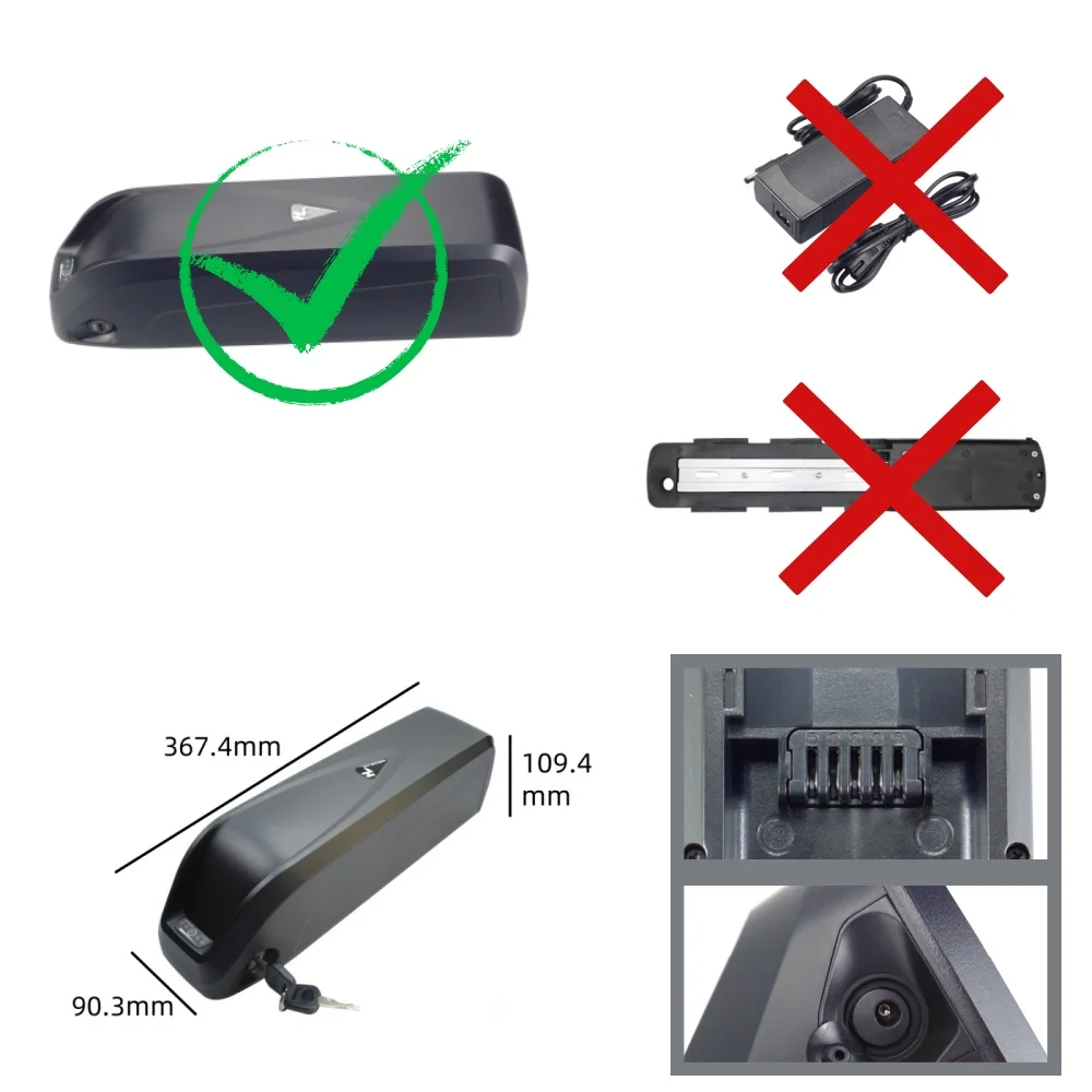 HL plus Down Tube Electric Bike Battery 48V 13ah 15ah 17.5ah 20ah