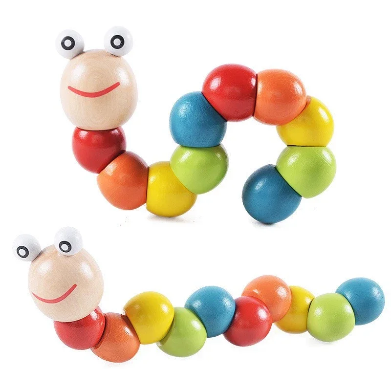 

Montessori Wooden Toys KTV Adults Adorable Caterpillar Puppet Bright Color Kids Early Education Learning Toy for Boy Girl Gifts