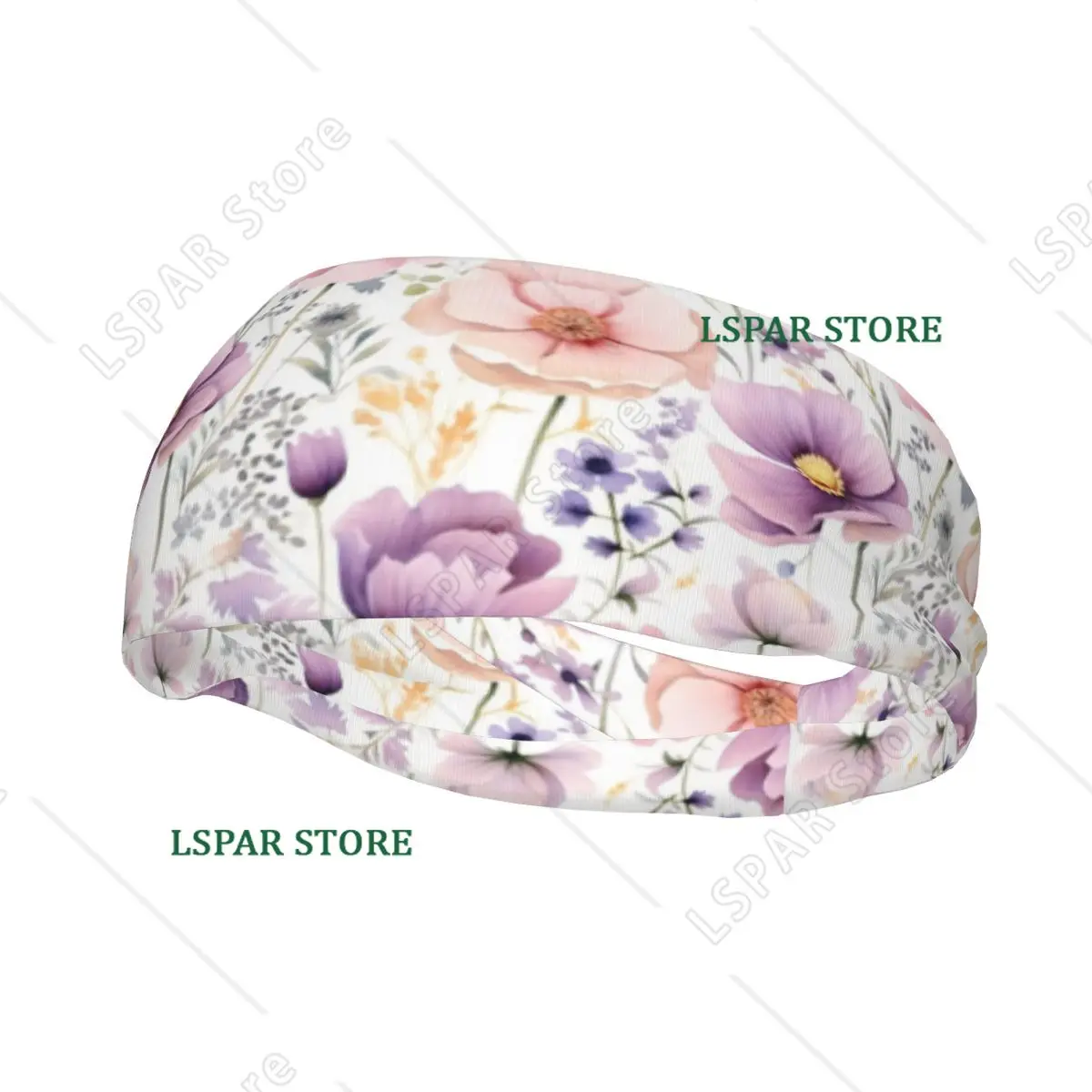 

Headband Sports Yoga Fitness Stretch Sweatband Hair Band Elasticity Headband Watercolor Spring Wildflowers And Leaves